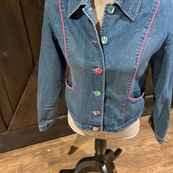 SPANNER jean jacket with pink trim and striped buttons - Picture 3 of 8